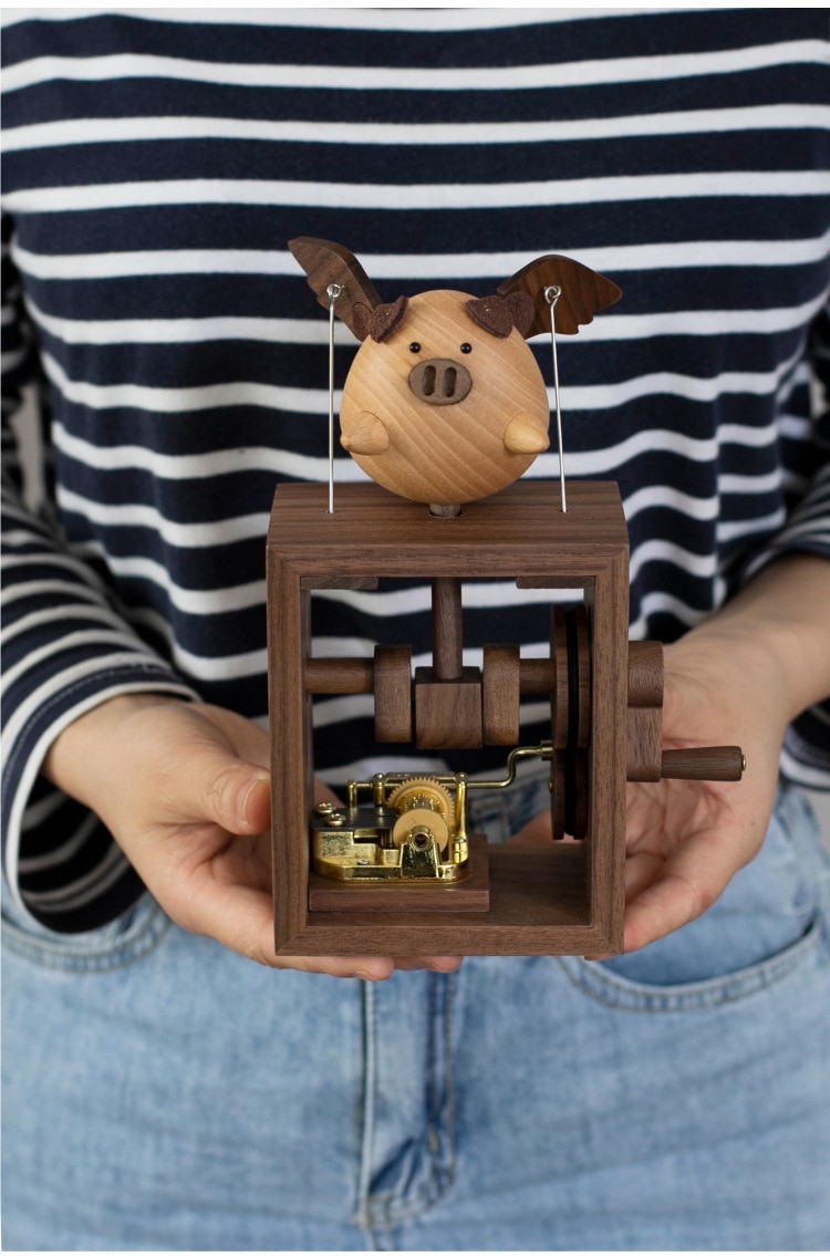 Wooden Music Octave Box Flying Pig Unique Gifts