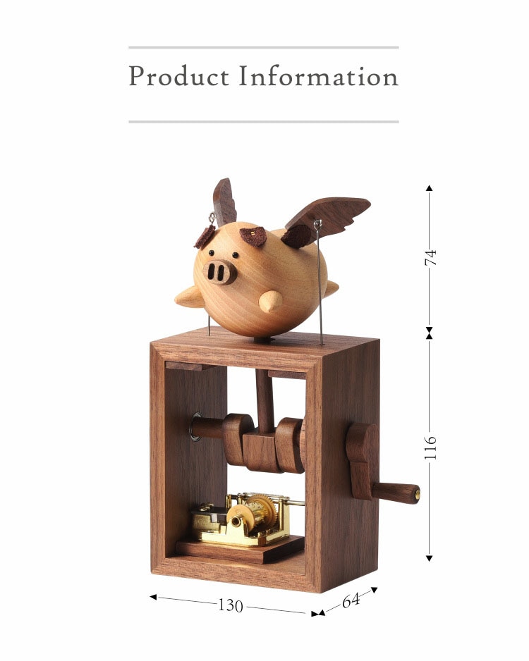 Wooden Music Octave Box Flying Pig Unique Gifts