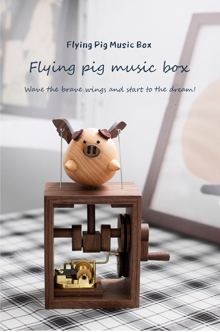 Wooden Music Octave Box Flying Pig Unique Gifts