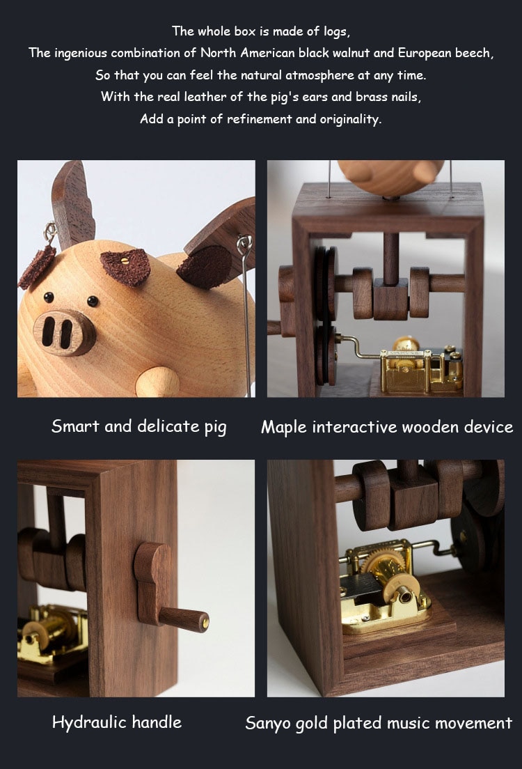 Wooden Music Octave Box Flying Pig Unique Gifts