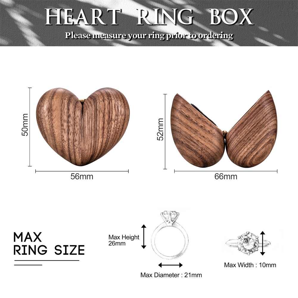 Personalized Heart Wood Wedding/Engagement Ring Box